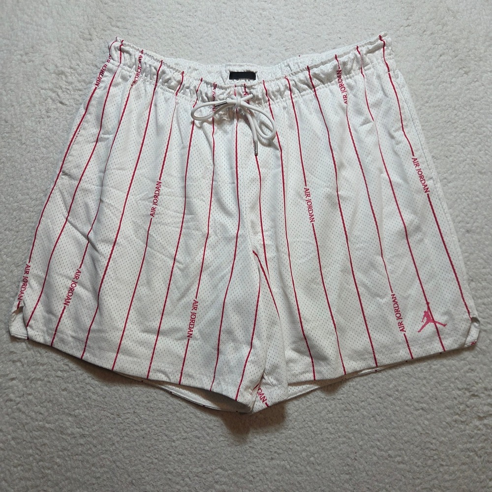 Jordan Mesh Shorts Mens 3XL White Red Pinstripe Jumpman Basketball Gym